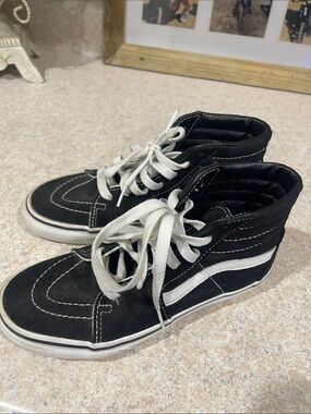 Vans Kids Black and White High-Top Sneakers